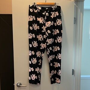cinq a sept Floral Black and Pink Pants